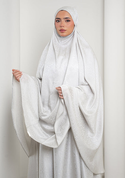 Monogram Gray - Women Prayer Set - Plain Jacquard Satin
