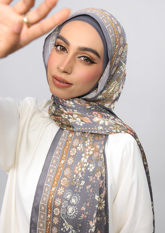 Andalus Bloom - Satin Crinkled - Instant HIjab with Inner