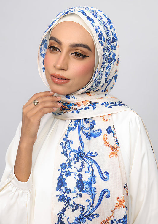 Baroque Blossom - Satin Crinkled - Instant HIjab with Inner