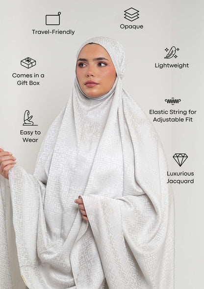 Monogram Gray - Women Prayer Set - Plain Jacquard Satin