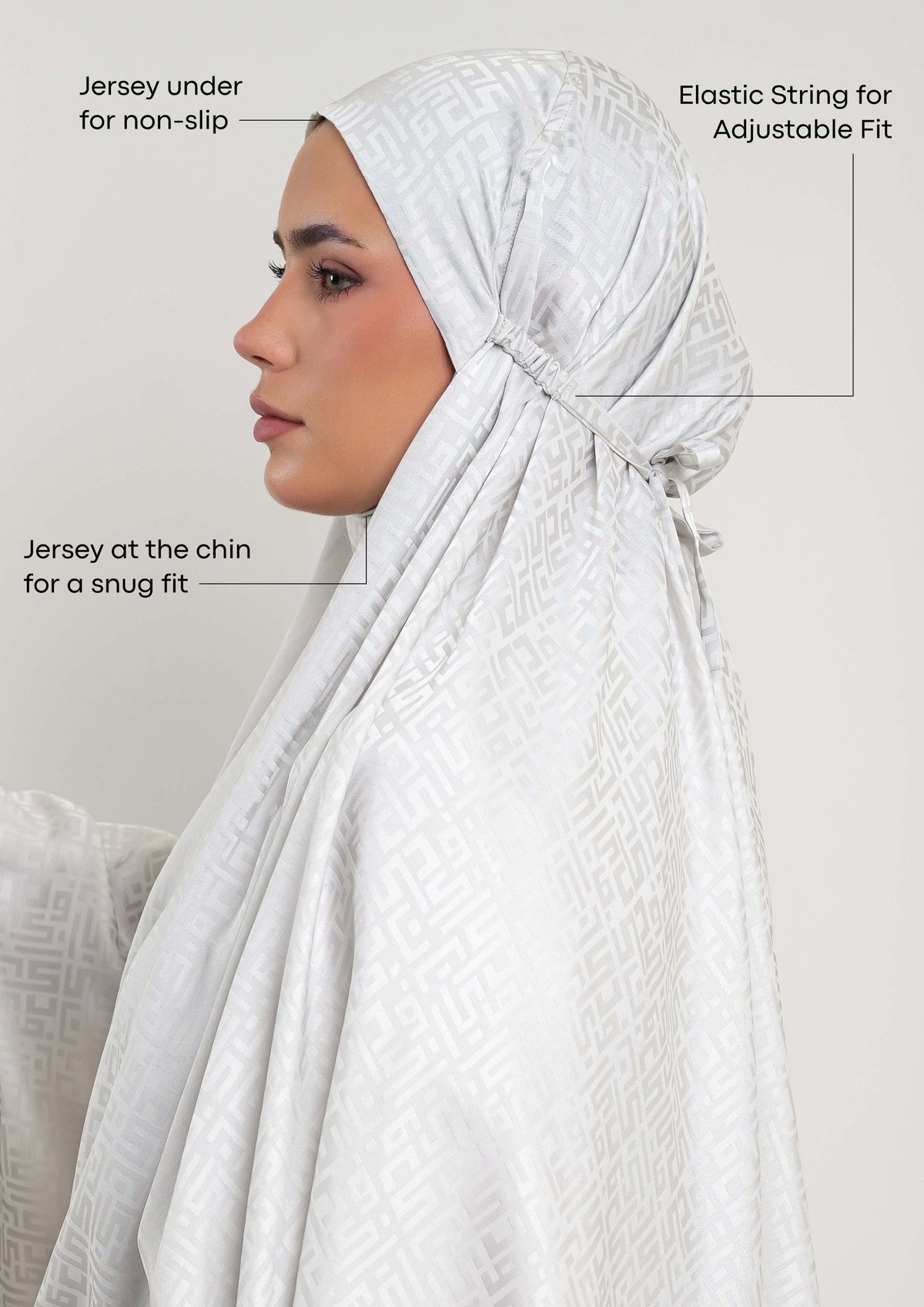 Monogram Gray - Women Prayer Set - Plain Jacquard Satin