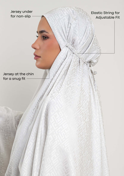 Monogram Gray - Women Prayer Set - Plain Jacquard Satin