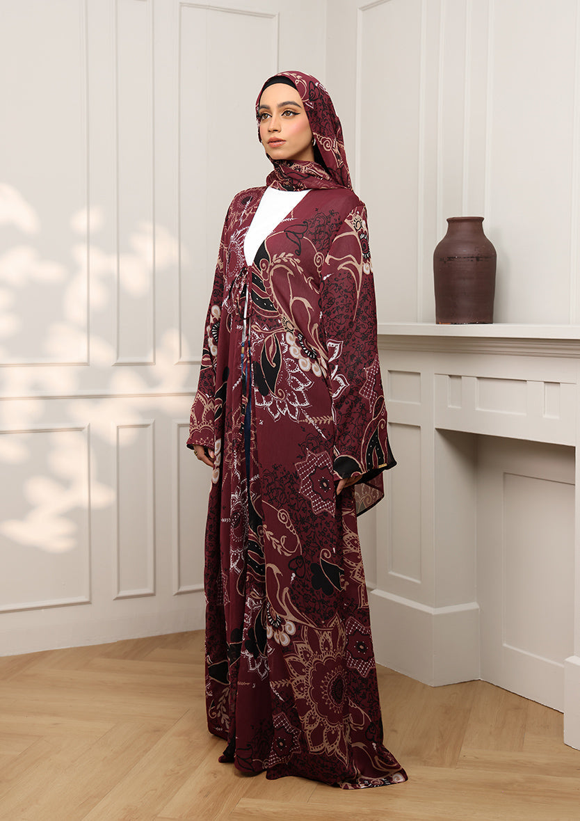 Tie Front Abaya & Shawl Set - Integrity