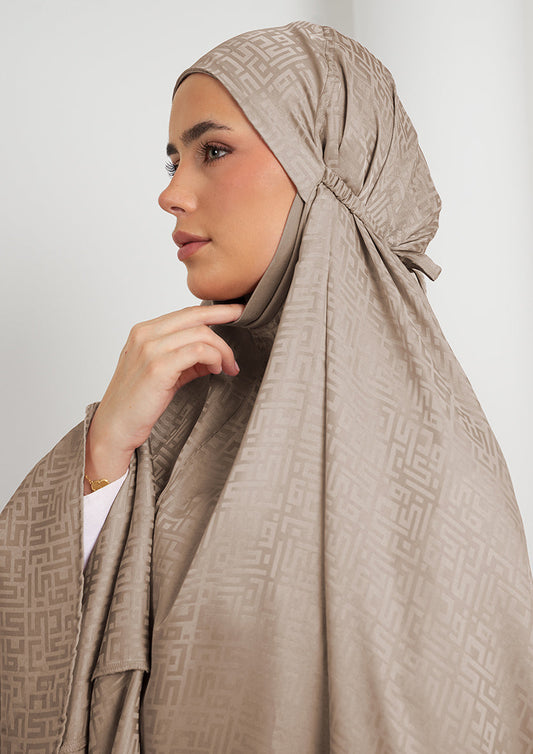 Monogram Khaki - Women Prayer Set - Plain Jacquard Satin