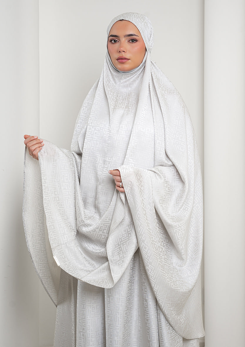 Monogram Gray - Women Prayer Set - Plain Jacquard Satin