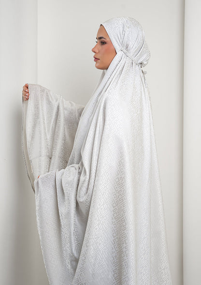 Monogram Gray - Women Prayer Set - Plain Jacquard Satin