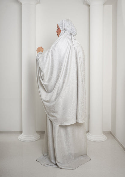 Monogram Gray - Women Prayer Set - Plain Jacquard Satin