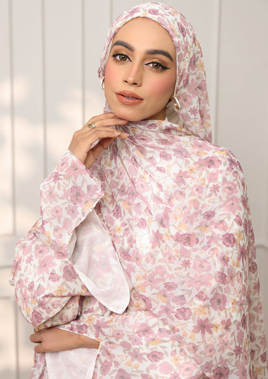 Tie Front Abaya & Shawl Set - Wild Rose