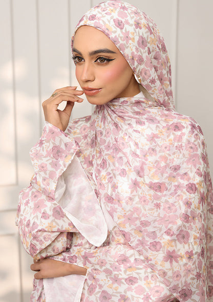 Tie Front Abaya & Shawl Set - Wild Rose